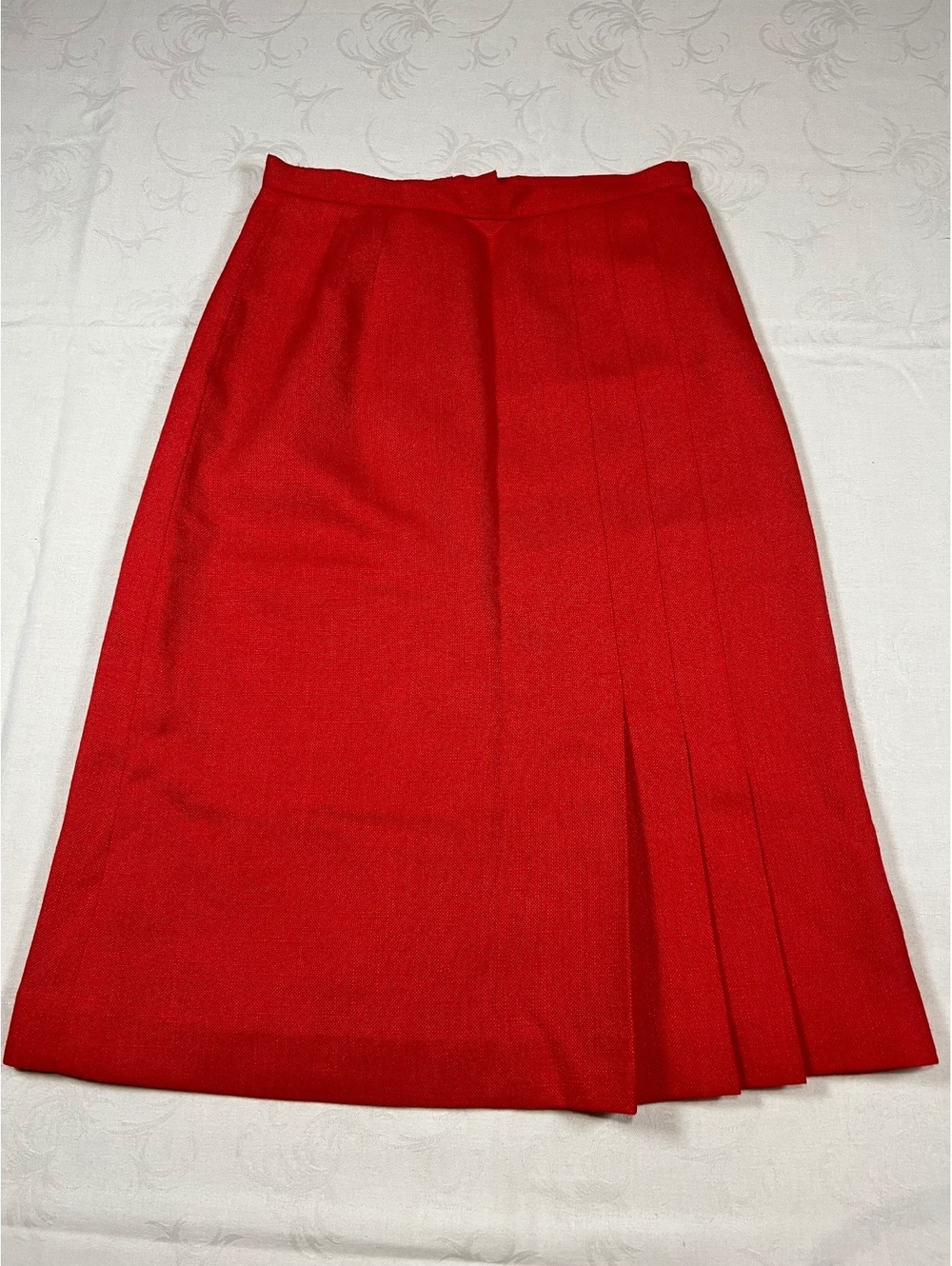 Evan Picone Wool Pleated Pencil Skirt Lined Red Size 26 Vintage